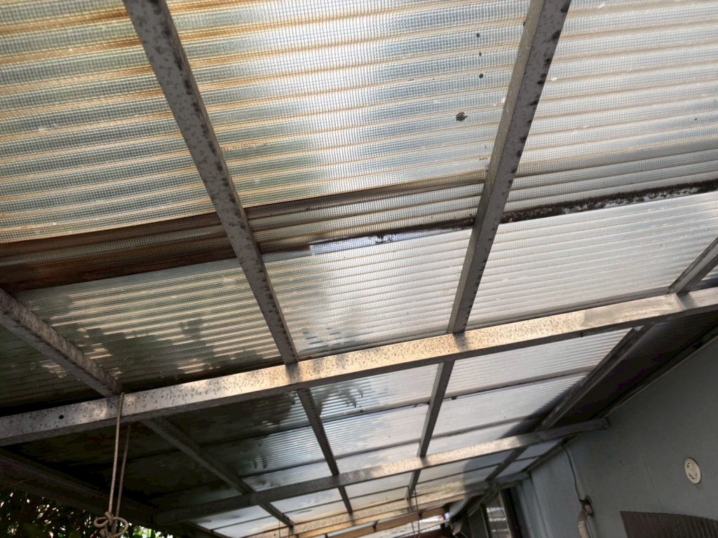 下から見た波板屋根